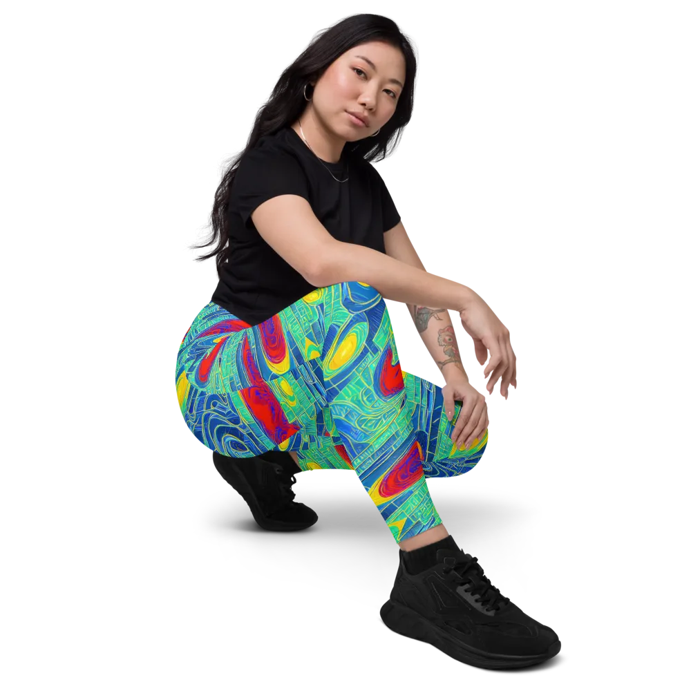 Neon Raceway on Leggings with Pockets — Right Front