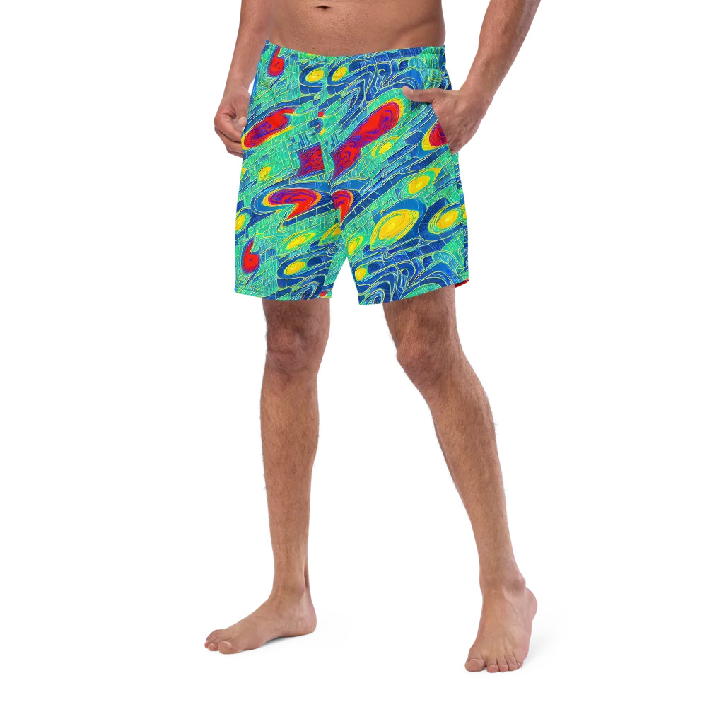 Neon Raceway on Swim Trunks — Left Front