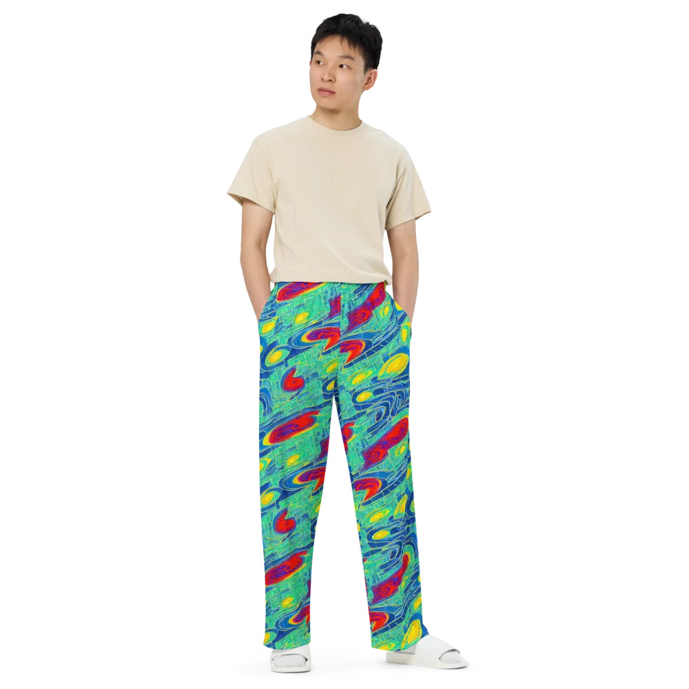 Neon Raceway on Wide-Leg Pants — Front