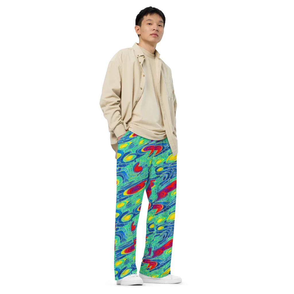 Neon Raceway on Wide-Leg Pants — Right Front