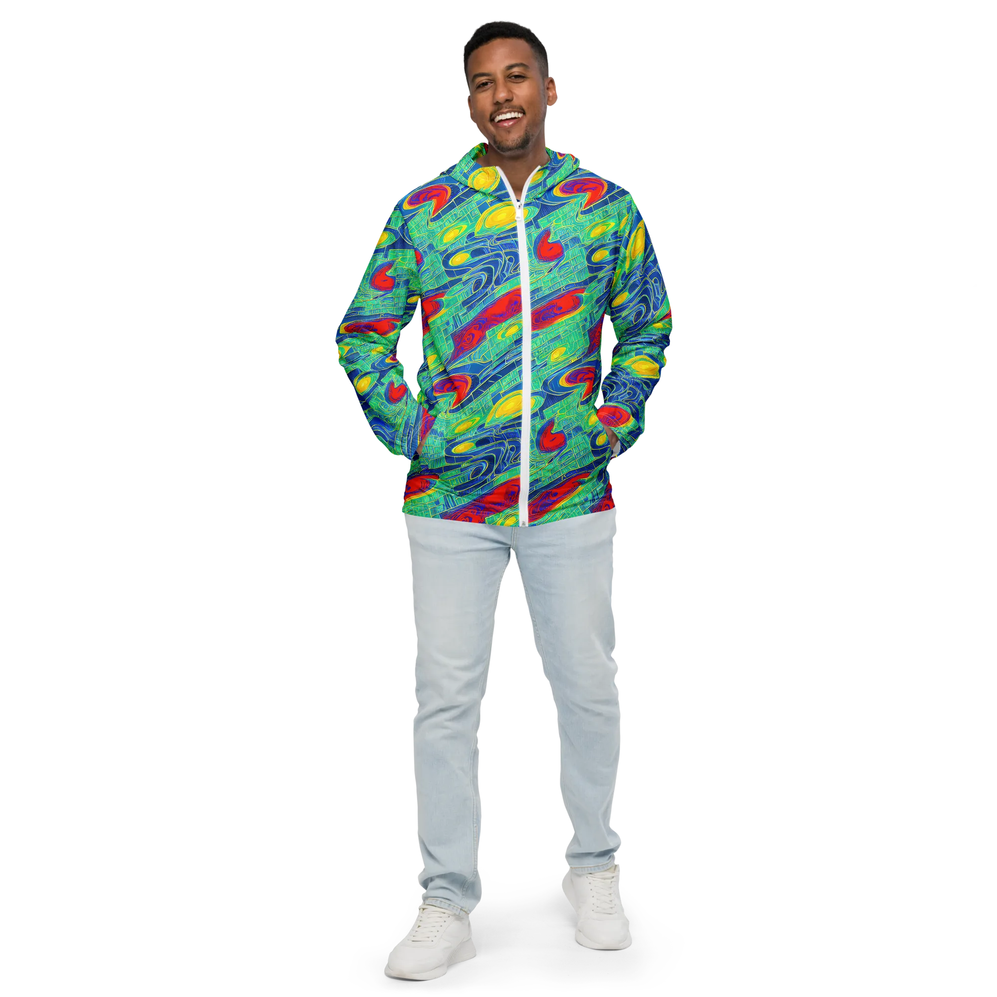 Neon Raceway on Men's Windbreaker — Front