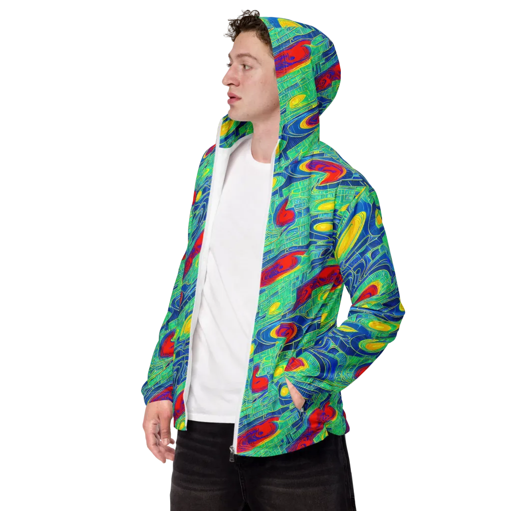 Neon Raceway on Men's Windbreaker — Left Front