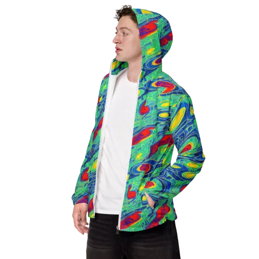 Neon Raceway on a Men's Windbreaker