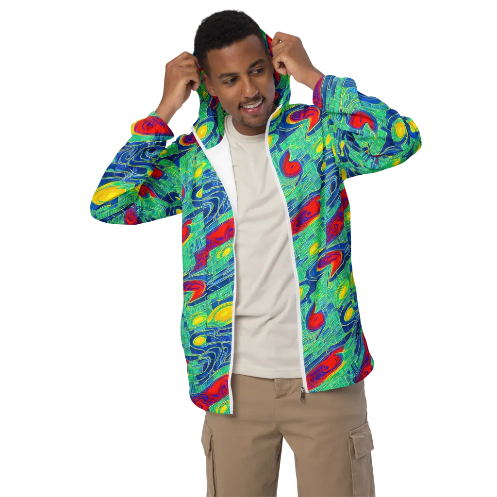 Neon Raceway on Men's Windbreaker — Front