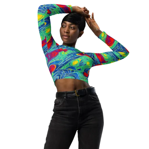 Neon Raceway on a Long Sleeve Crop Top