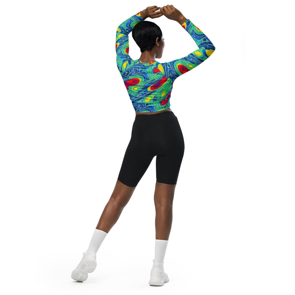 Neon Raceway on Long Sleeve Crop Top — Back