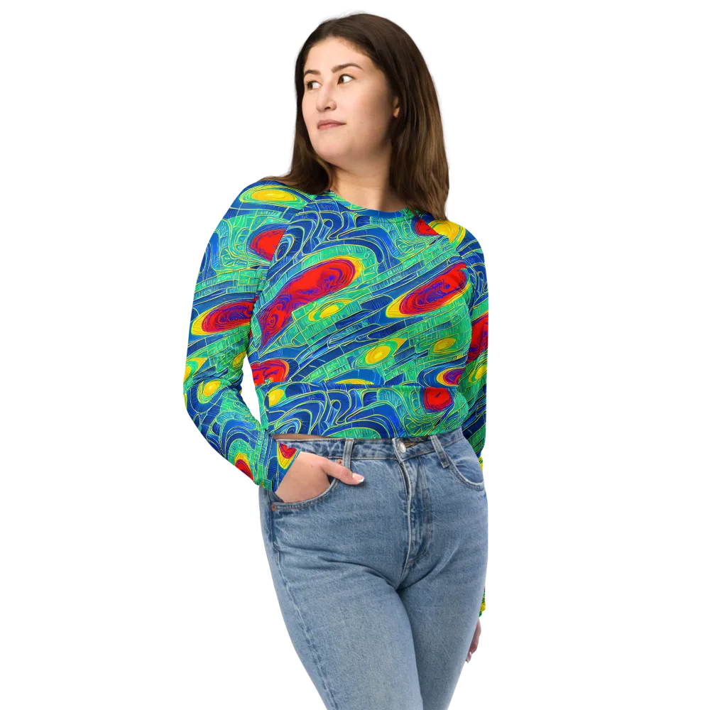 Neon Raceway on Long Sleeve Crop Top — Front