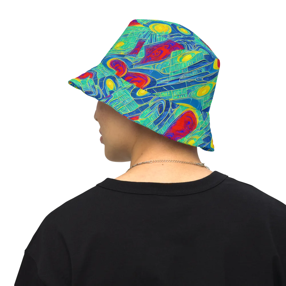 Neon Raceway on Reversible Bucket Hat — Back Inside