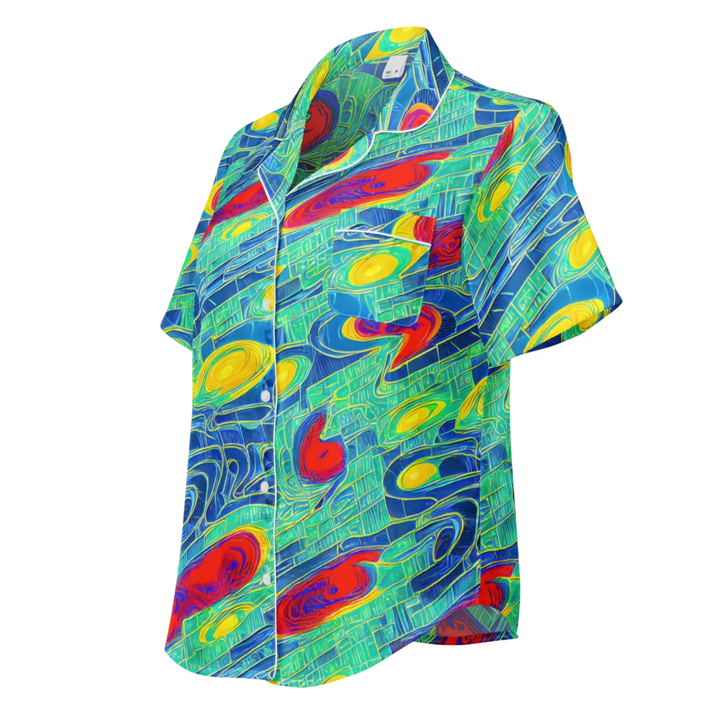 Neon Raceway on Women's Short Sleeve Pajama Top — Left Front