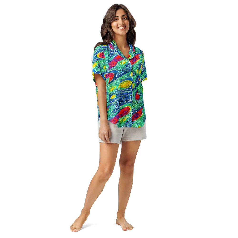 Neon Raceway on Women's Short Sleeve Pajama Top — Front
