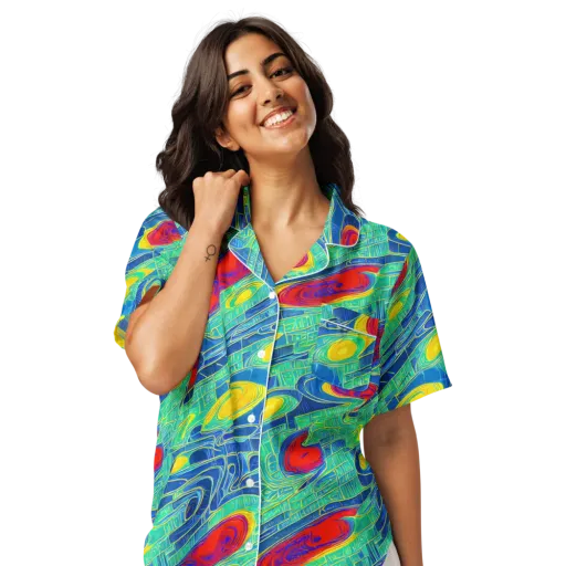 Neon Raceway on a Women's Short Sleeve Pajama Top