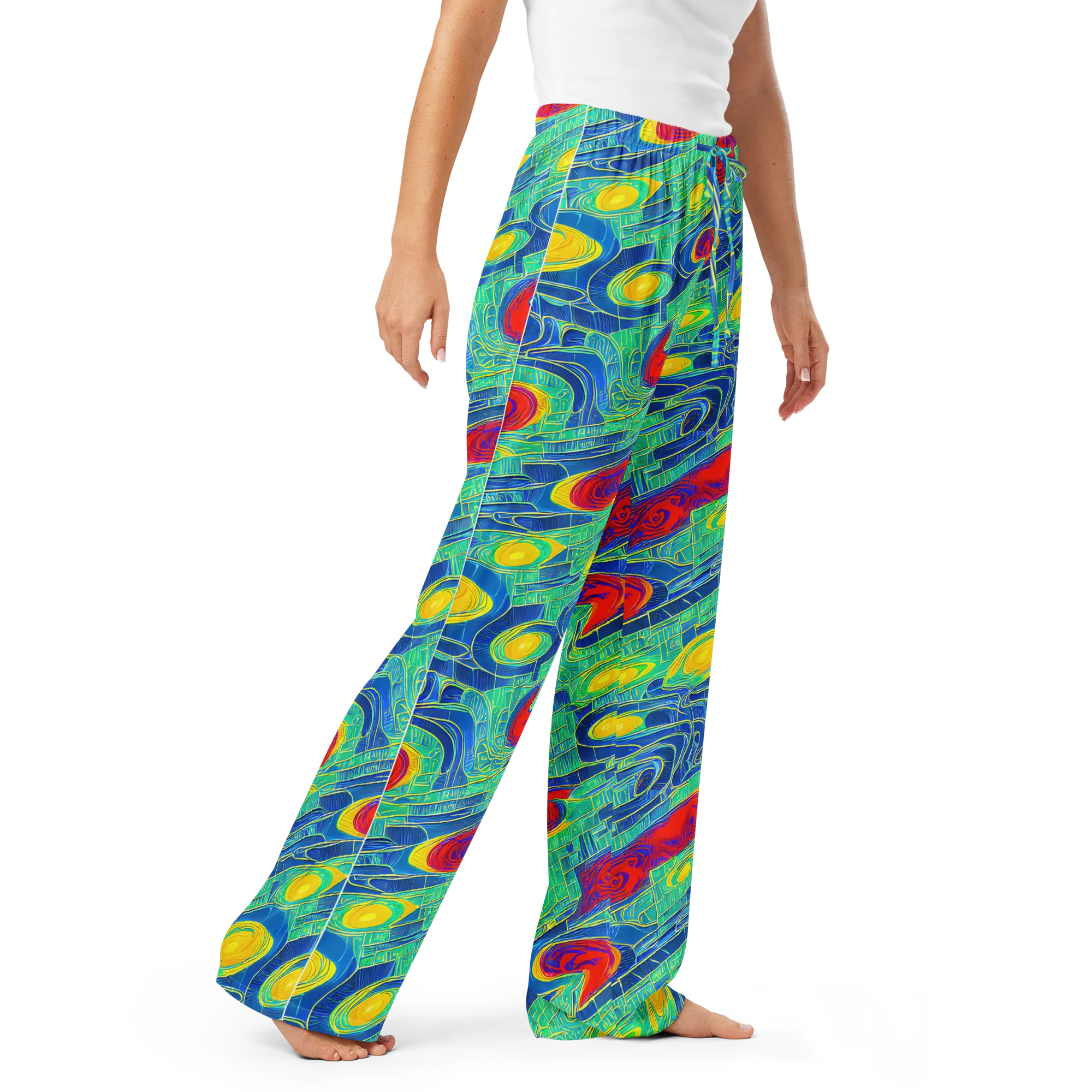 Neon Raceway on Women's Pajama Pants — Right Front