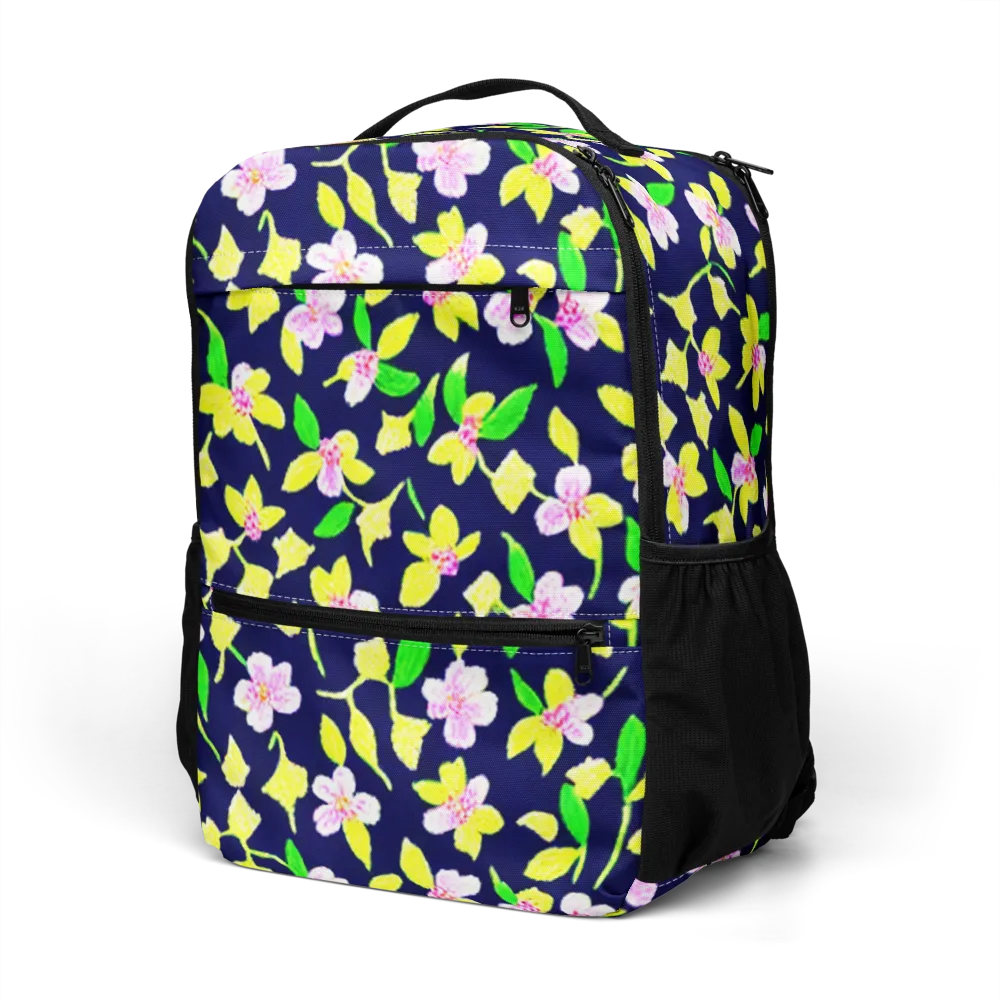 Navy Blossom on Utility Backpack — Left Front