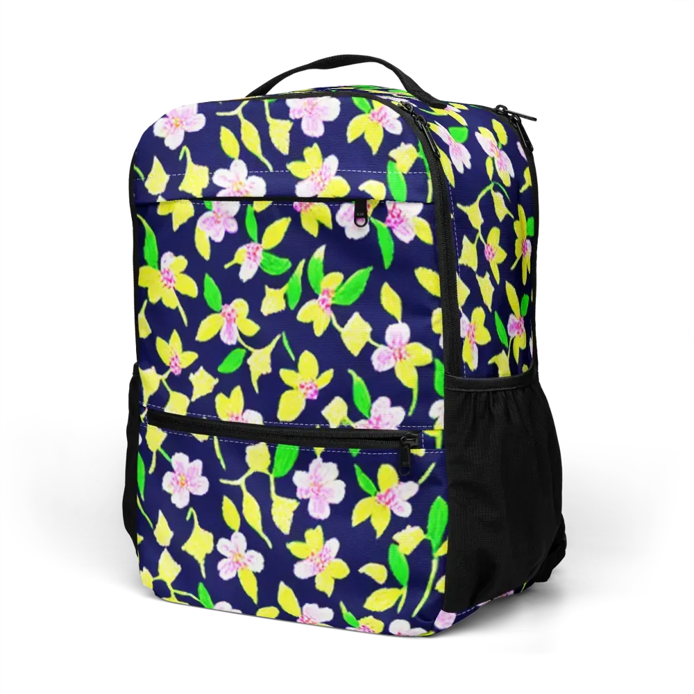 Navy Blossom on Utility Backpack — Left Front