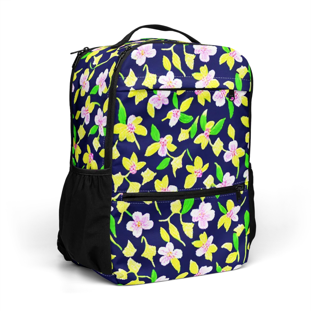 Navy Blossom on Utility Backpack — Right Front
