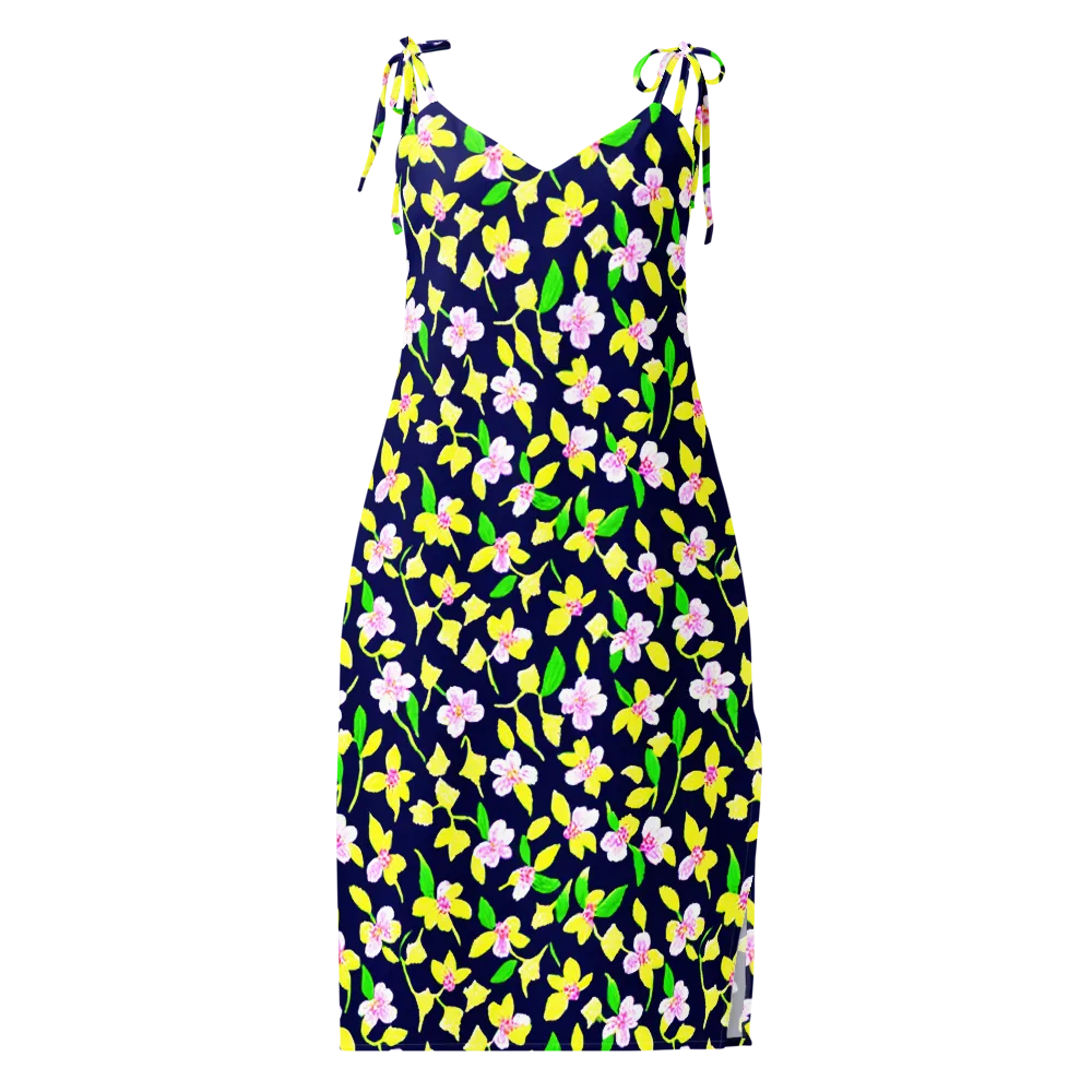Navy Blossom on Slip Dress — Front