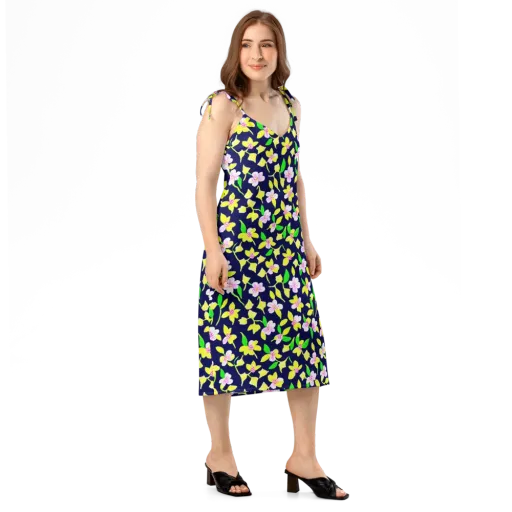 Navy Blossom on a Slip Dress