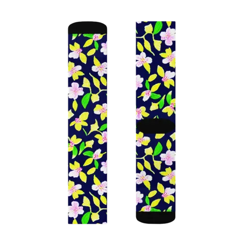 Navy Blossom on a Socks
