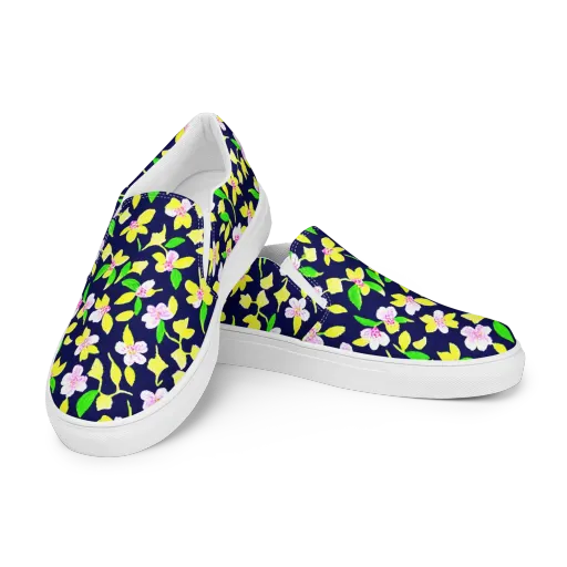 Navy Blossom on a Women's Slip-On Canvas Shoes