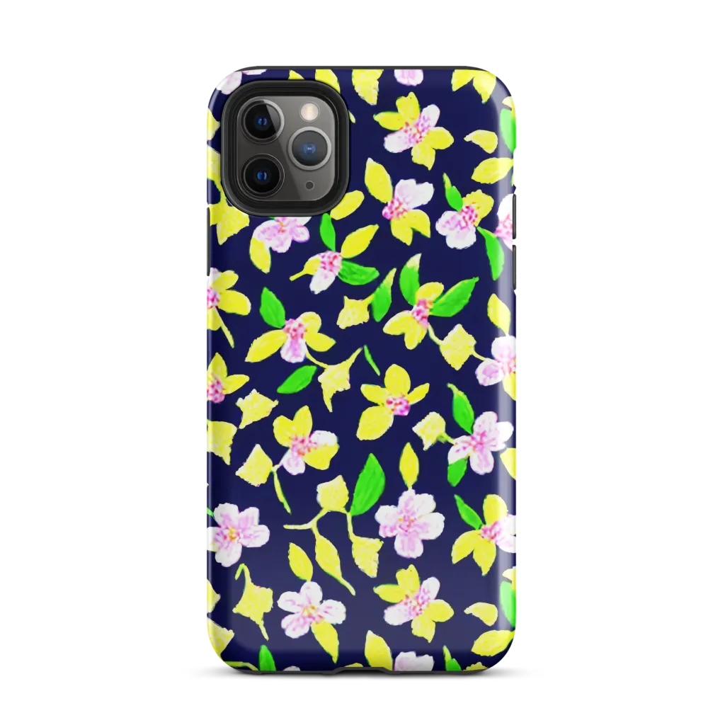 Navy Blossom on Tough Case for iPhone® — Front