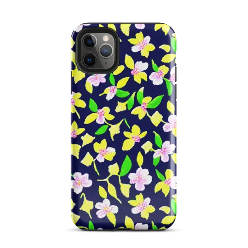 Navy Blossom on a Tough Case for iPhone®