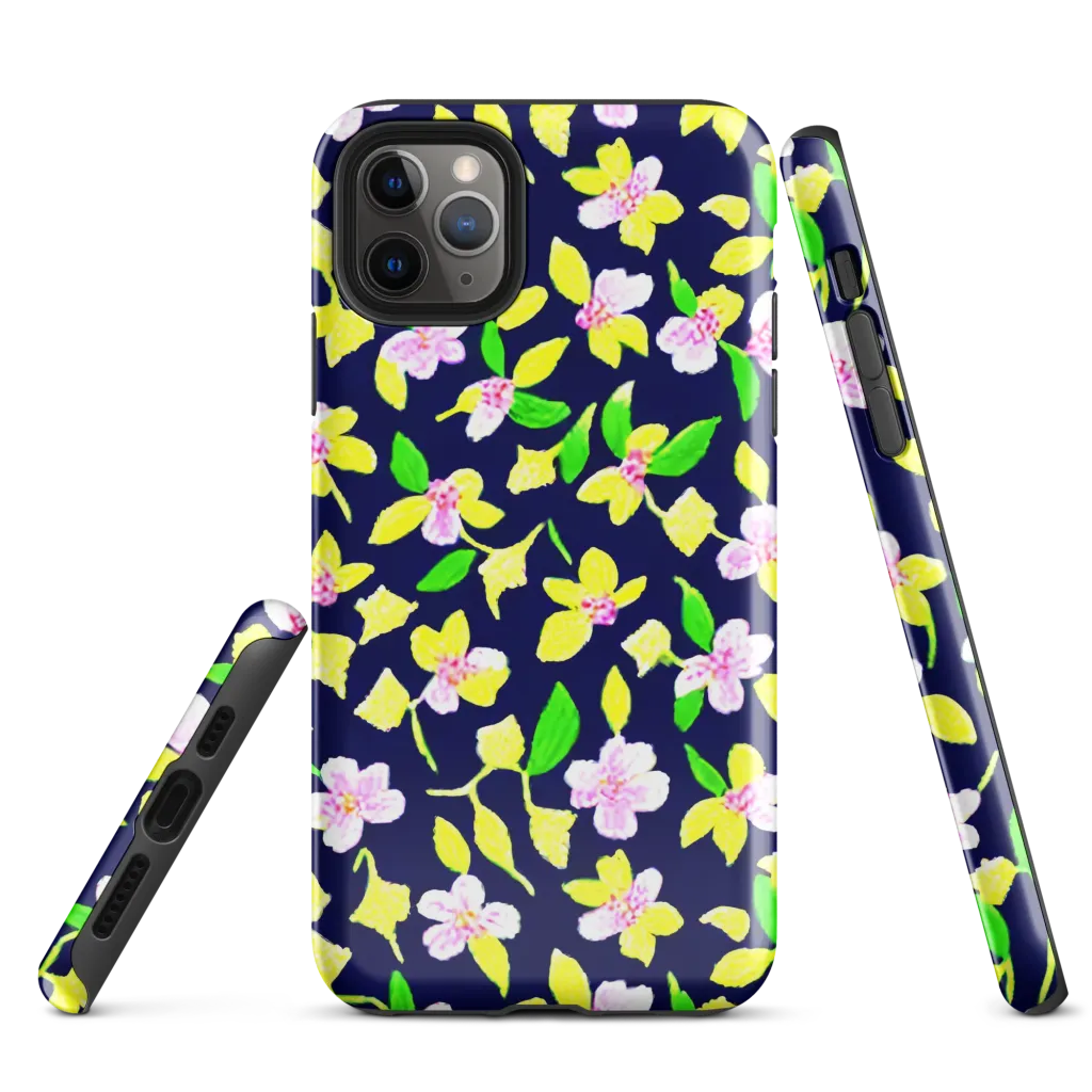 Navy Blossom on Tough Case for iPhone® — Front