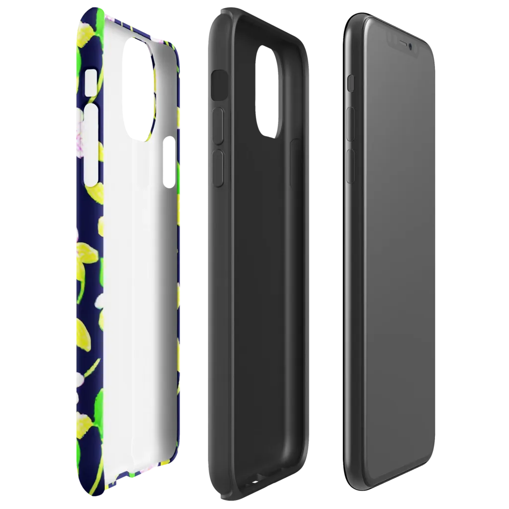 Navy Blossom on Tough Case for iPhone® — Right
