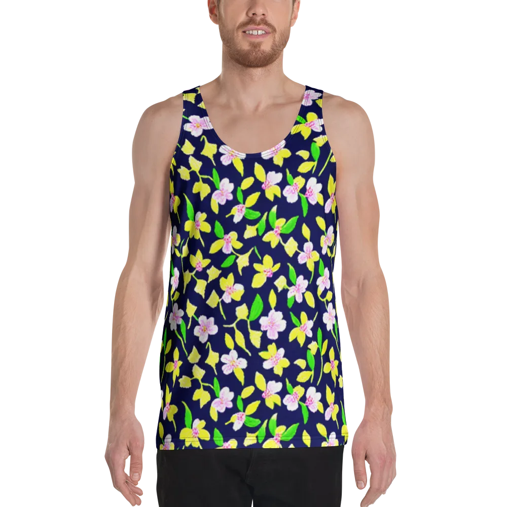Navy Blossom on Men's Tank Top — Front