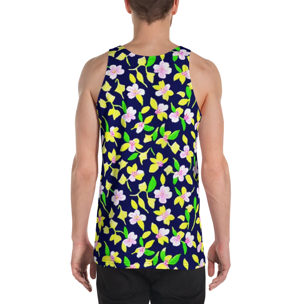 Navy Blossom on Men's Tank Top — Back