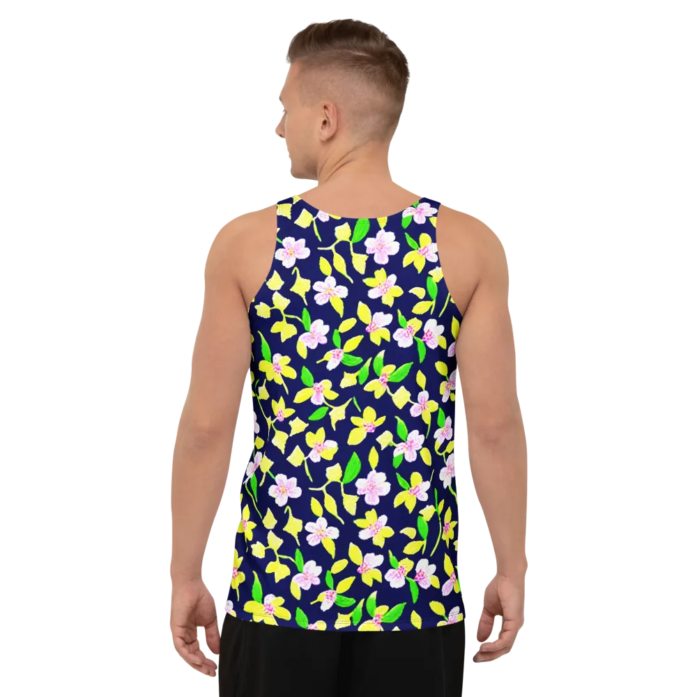Navy Blossom on Men's Tank Top — Back