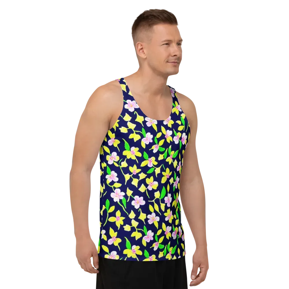 Navy Blossom on Men's Tank Top — Right Front