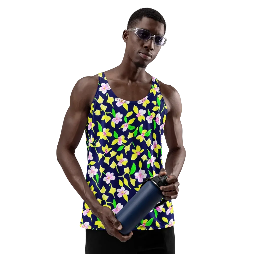 Navy Blossom on Men's Tank Top — Front