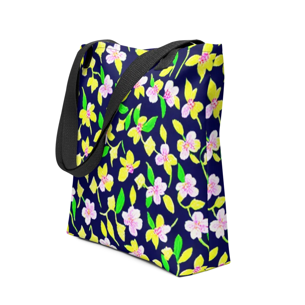Navy Blossom on Tote Bag — Front