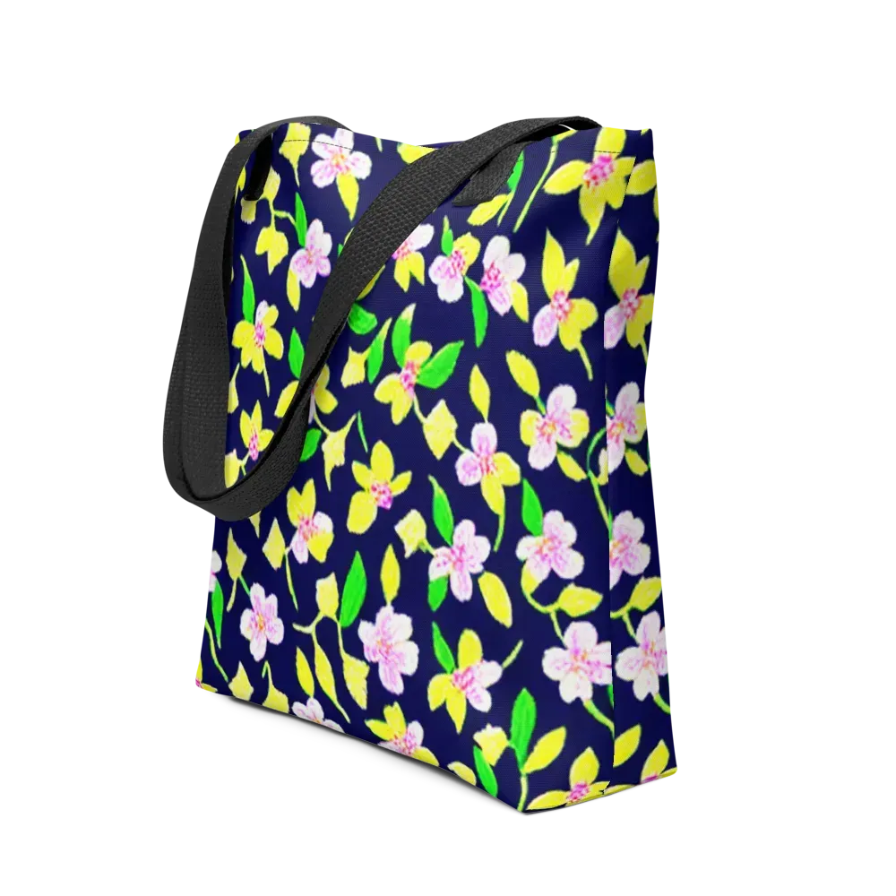 Navy Blossom on Tote Bag — Front