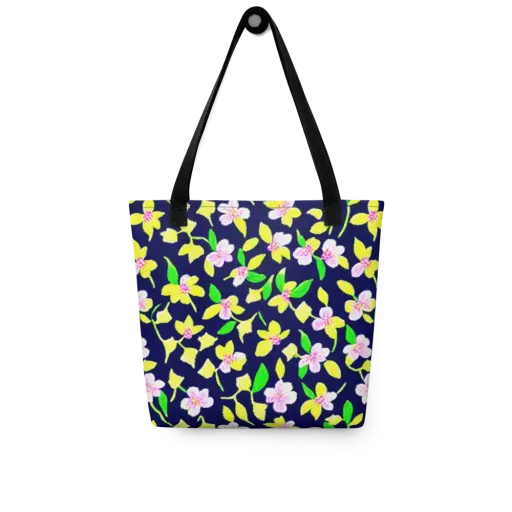 Navy Blossom on a Tote Bag