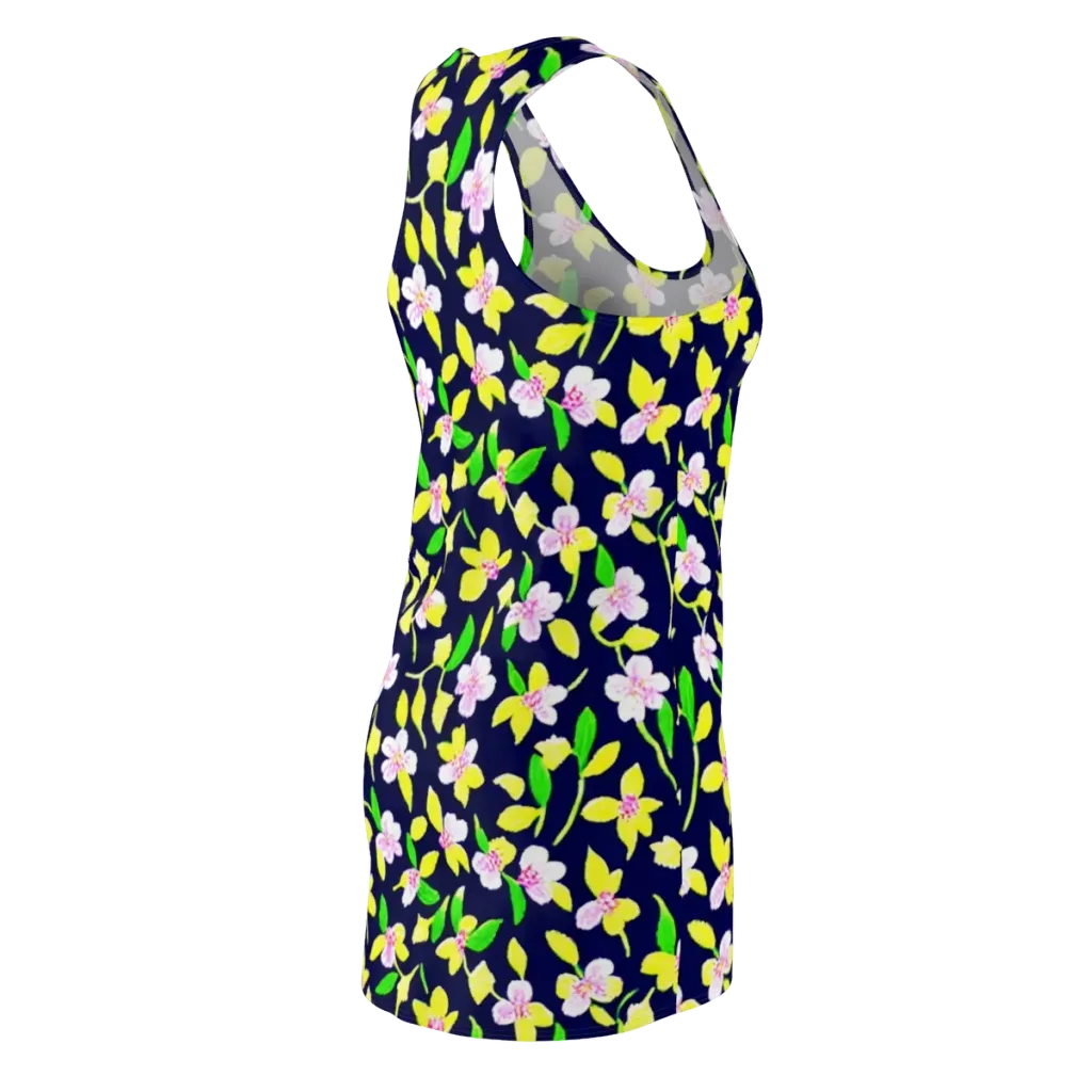 Navy Blossom on Racerback Dress — Back Side