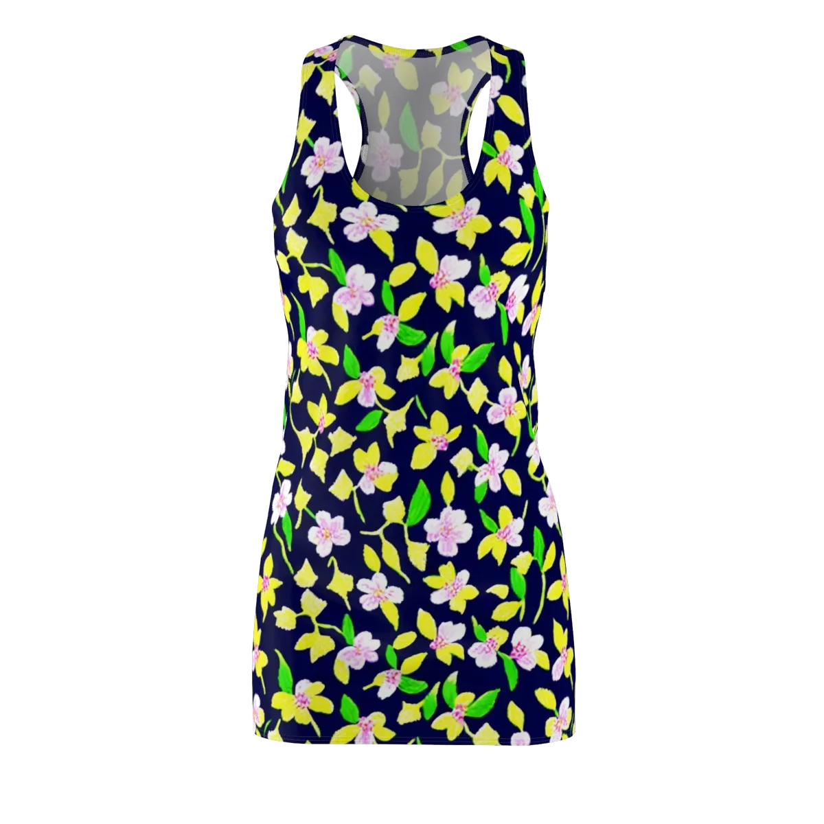 Navy Blossom on Racerback Dress — Front