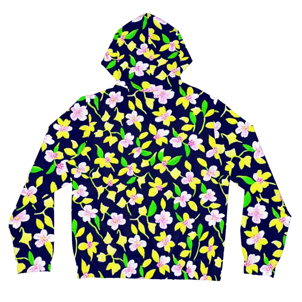 Navy Blossom on Women's Full-Zip Hoodie — Back