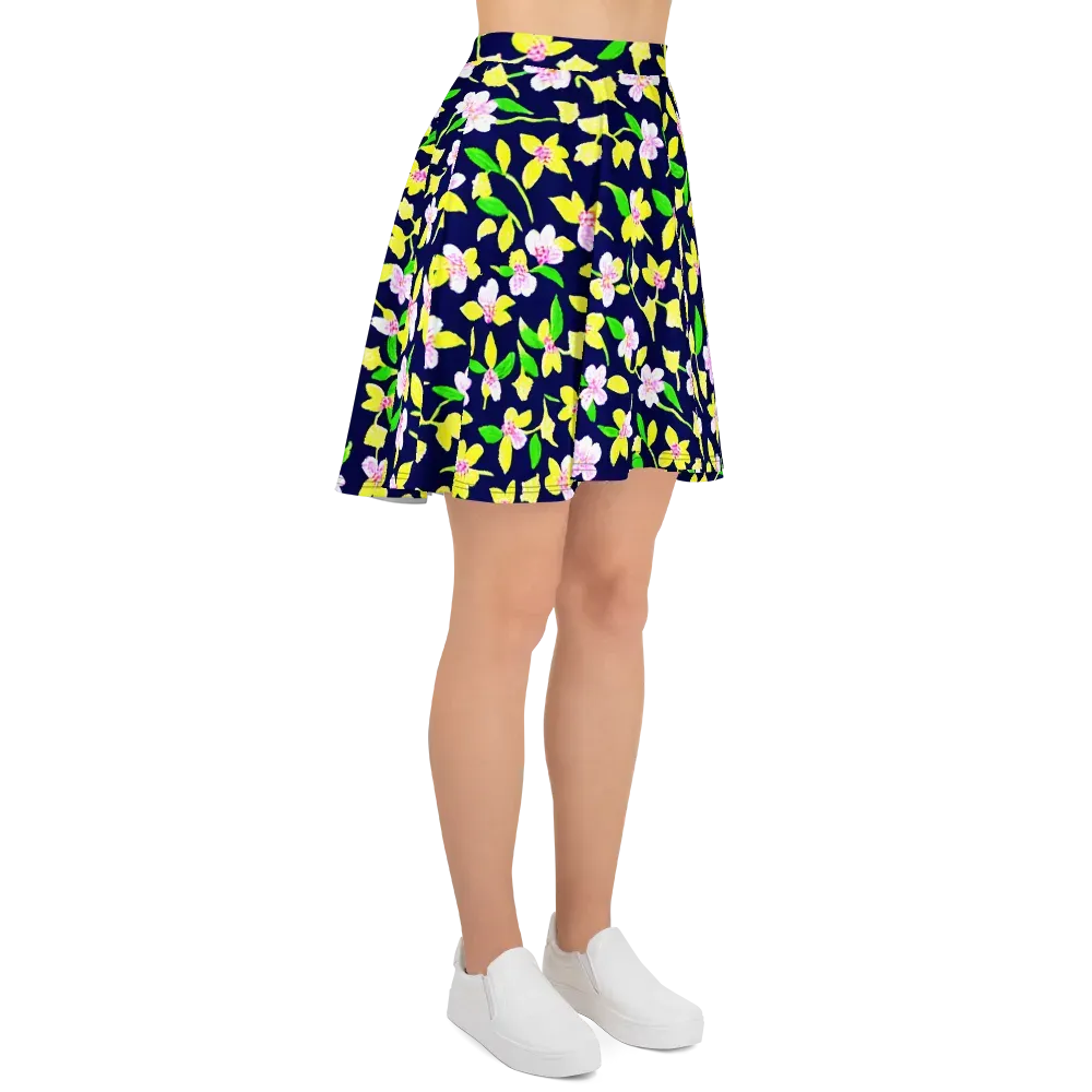 Navy Blossom on Skater Skirt — Right