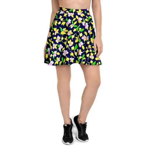 Navy Blossom on a Skater Skirt