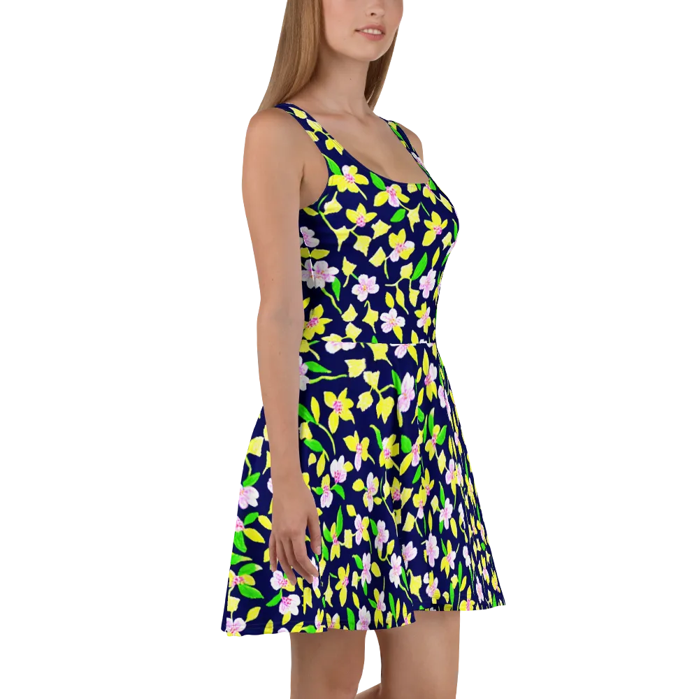 Navy Blossom on Skater Dress — Right