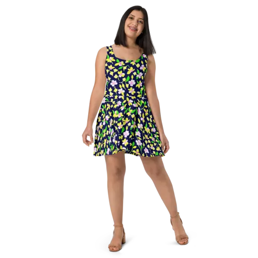 Navy Blossom on a Skater Dress