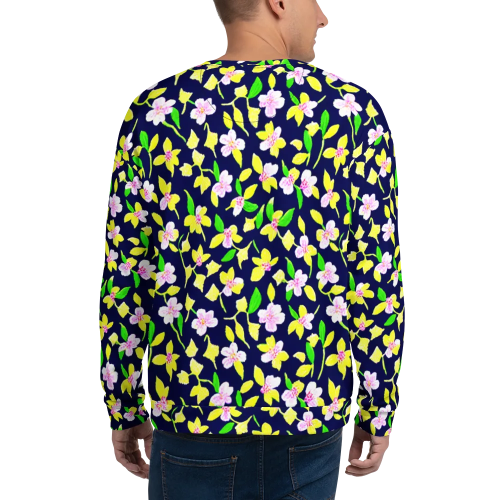 Navy Blossom on Sweatshirt — Back
