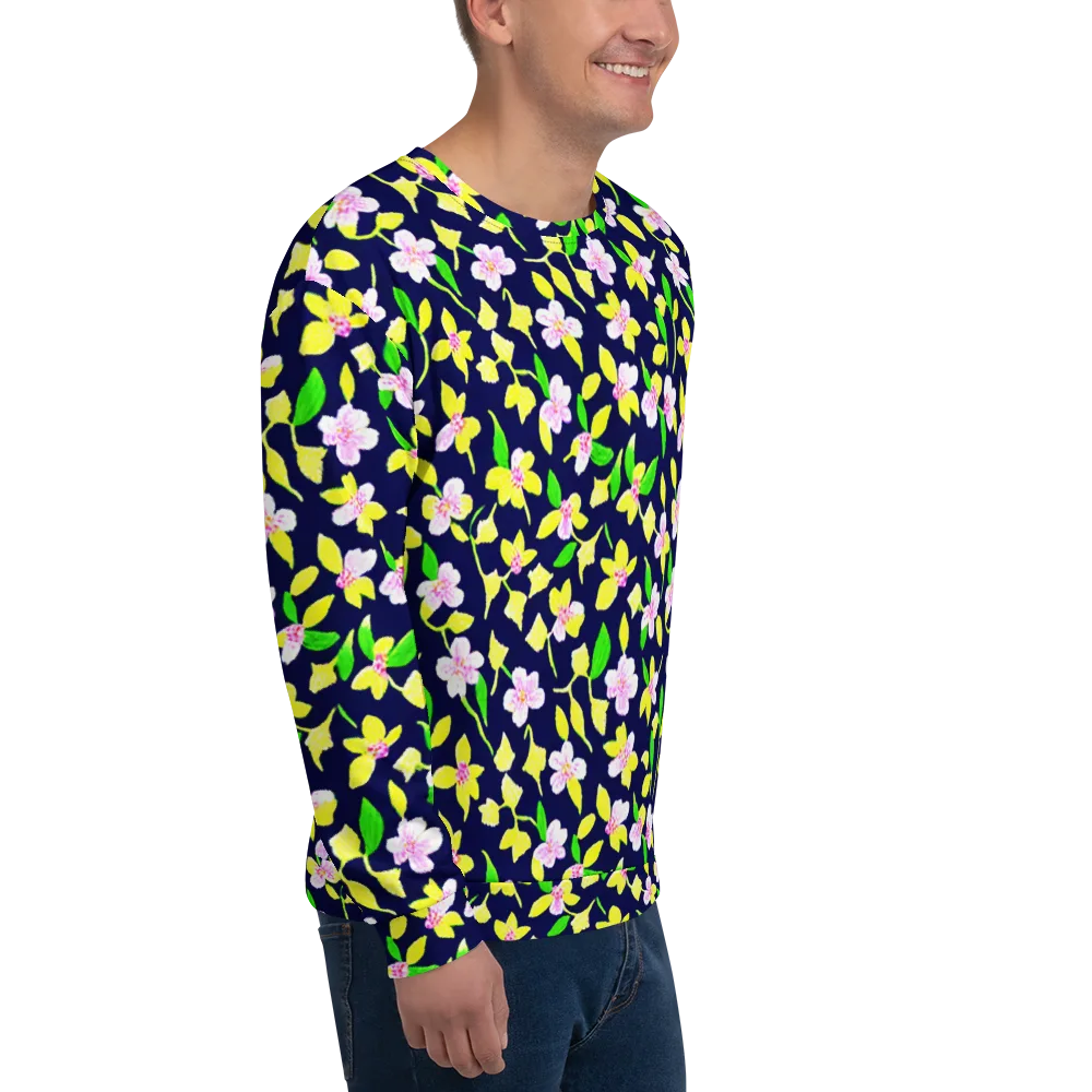Navy Blossom on Sweatshirt — Right Front