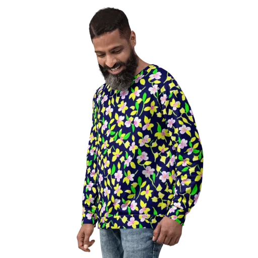 Navy Blossom on a Sweatshirt