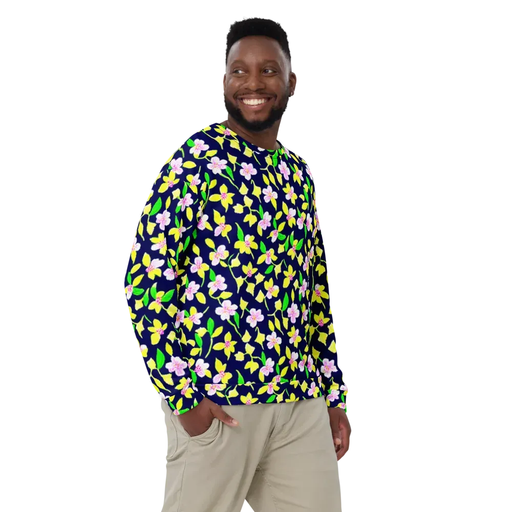 Navy Blossom on Sweatshirt — Front