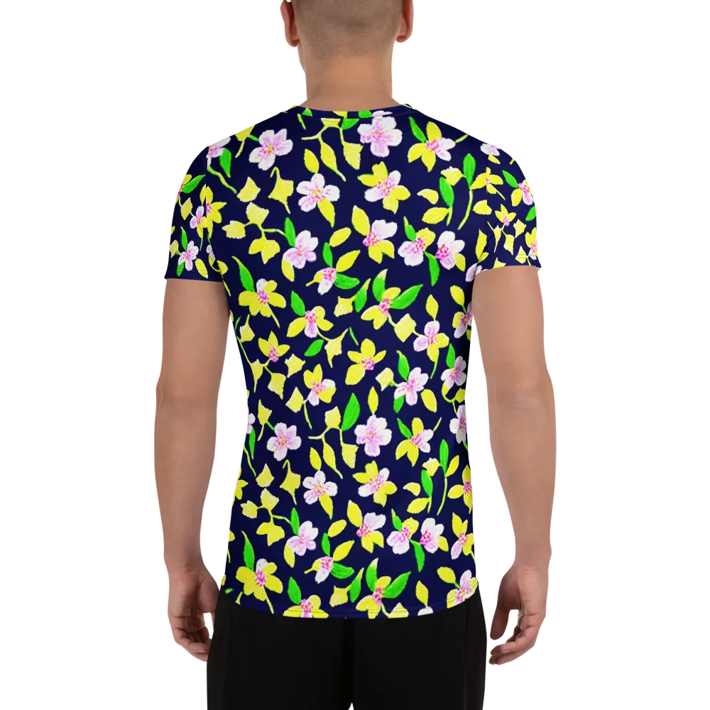 Navy Blossom on Men's Athletic T-Shirt — Back