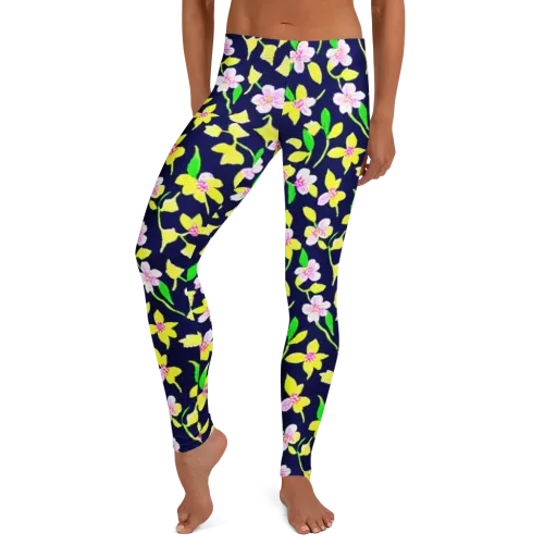 Navy Blossom on a Leggings