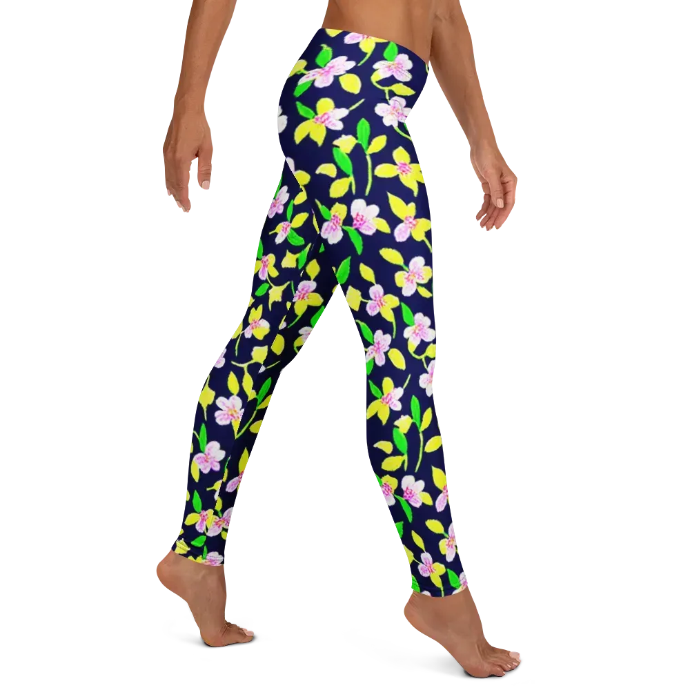 Navy Blossom on Leggings — Right