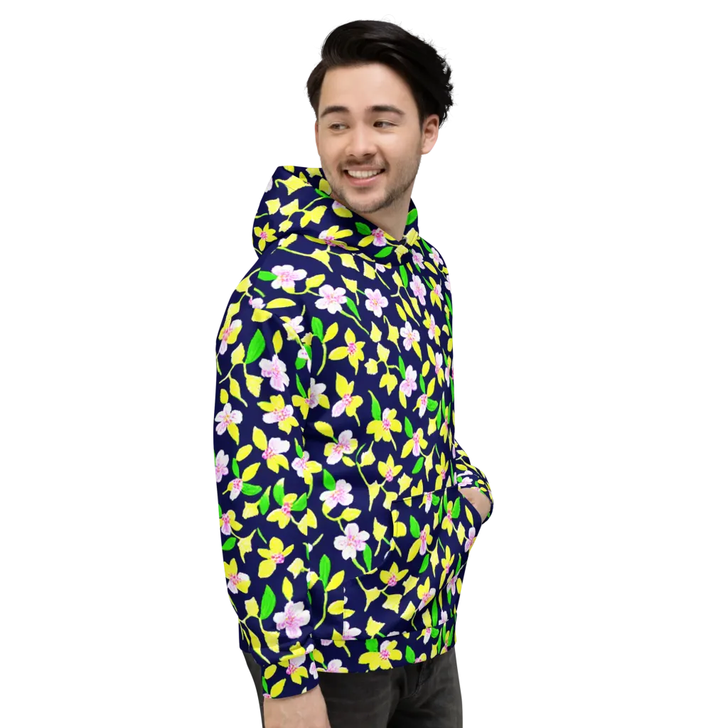 Navy Blossom on Hoodie — Right
